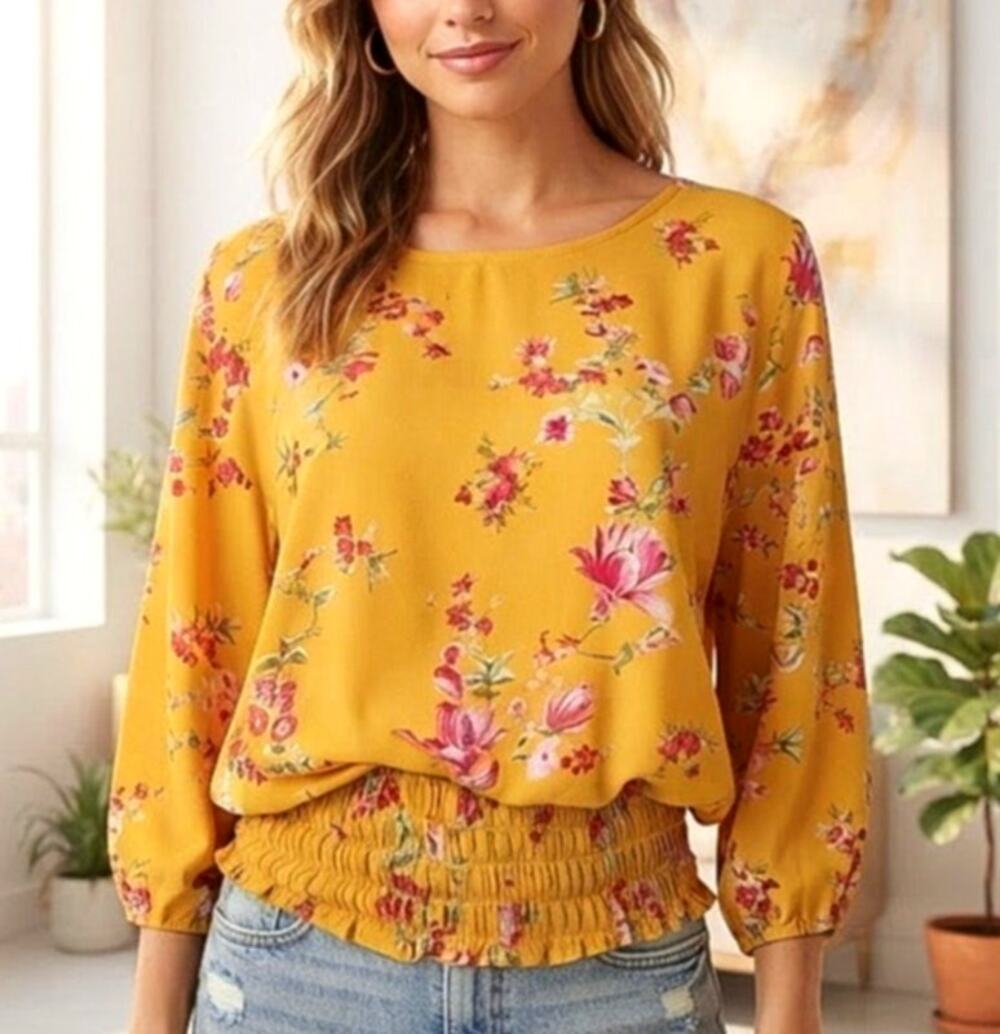 1. State floral dolman sleeve blouse